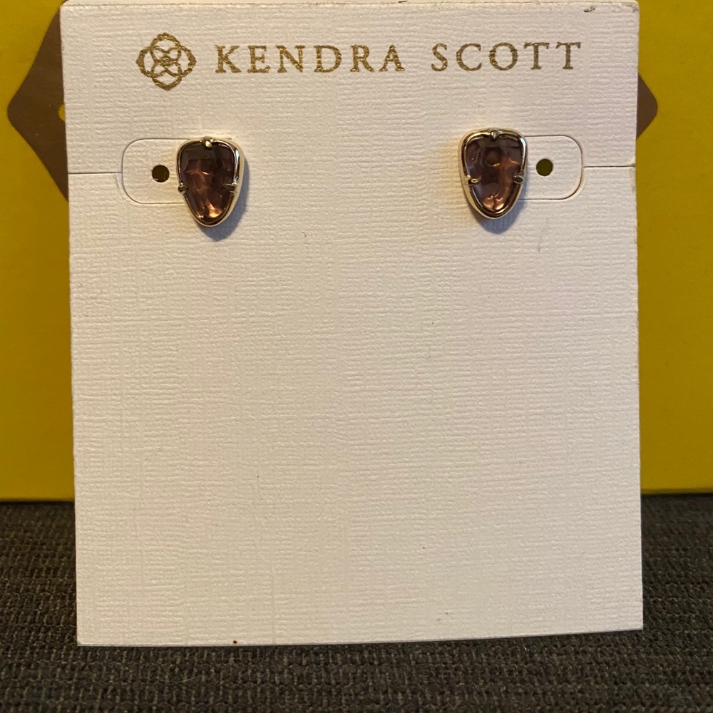 KENDRA SCOTT Harriet Stud Earrings Gold/Purple NEW